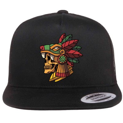 Quetzalcoatl Aztec Skull Mayan Ancient Inca Toltec Gift Flatbill Hat
