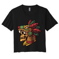 Quetzalcoatl Aztec Skull Mayan Ancient Inca Toltec Gift Women's Crop Top Tee