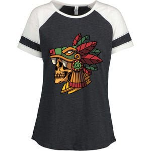 Quetzalcoatl Aztec Skull Mayan Ancient Inca Toltec Gift Enza Ladies Jersey Colorblock Tee