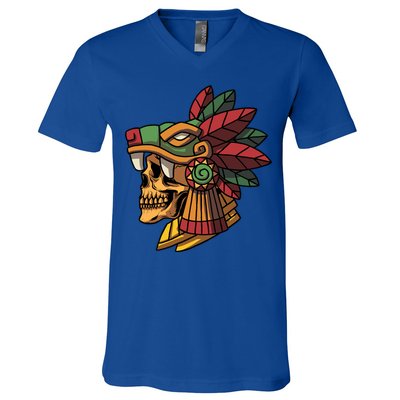 Quetzalcoatl Aztec Skull Mayan Ancient Inca Toltec Gift V-Neck T-Shirt