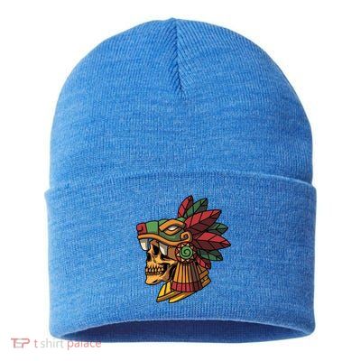 Quetzalcoatl Aztec Skull Mayan Ancient Inca Toltec Gift Sustainable Knit Beanie