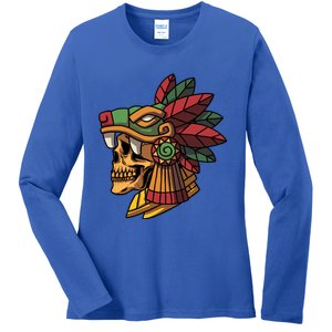 Quetzalcoatl Aztec Skull Mayan Ancient Inca Toltec Gift Ladies Long Sleeve Shirt