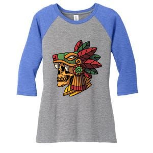 Quetzalcoatl Aztec Skull Mayan Ancient Inca Toltec Gift Women's Tri-Blend 3/4-Sleeve Raglan Shirt