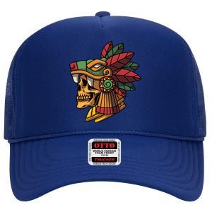 Quetzalcoatl Aztec Skull Mayan Ancient Inca Toltec Gift High Crown Mesh Back Trucker Hat