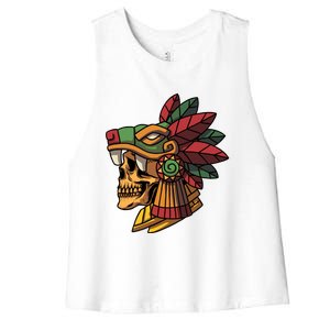 Quetzalcoatl Aztec Skull Mayan Ancient Inca Toltec Gift Women's Racerback Cropped Tank