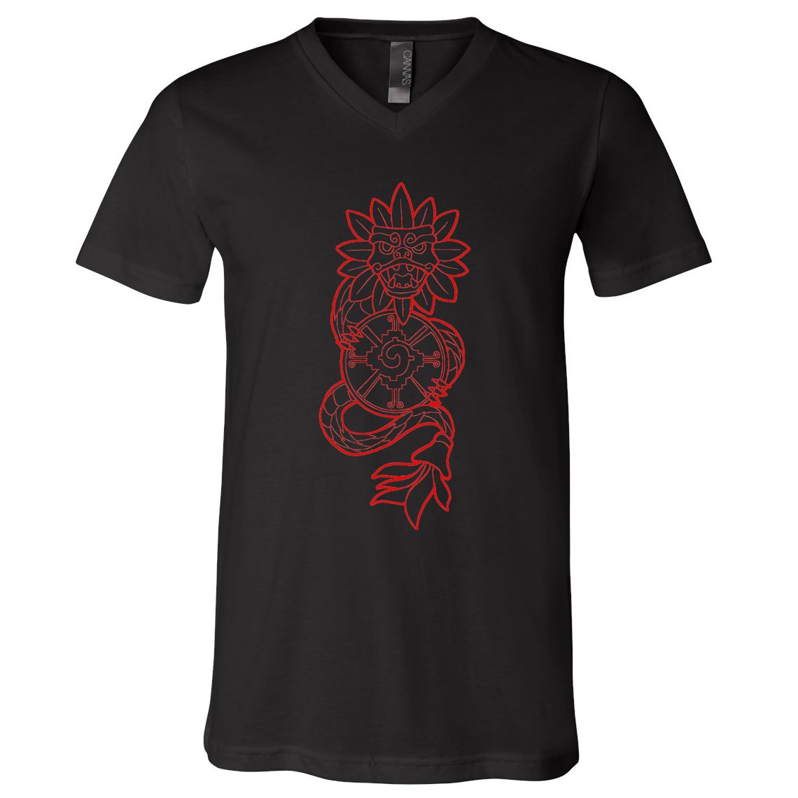 Quetzalcoatl Aztec Serpent Mayan Aztec Stone Inca Toltec V-Neck T-Shirt