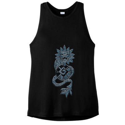 Quetzalcoatl Aztec Serpent Mayan Aztec Stone Inca Toltec Ladies PosiCharge Tri-Blend Wicking Tank