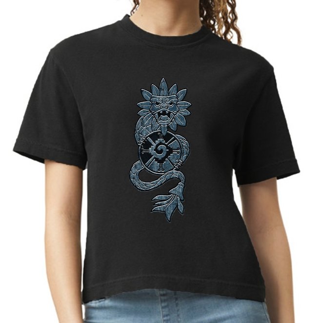 Quetzalcoatl Aztec Serpent Mayan Aztec Stone Inca Toltec Comfort Colors Boxy T-Shirt