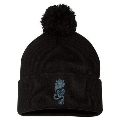 Quetzalcoatl Aztec Serpent Mayan Aztec Stone Inca Toltec Pom Pom 12in Knit Beanie