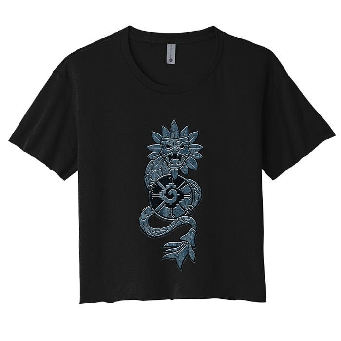Quetzalcoatl Aztec Serpent Mayan Aztec Stone Inca Toltec Women's Crop Top Tee