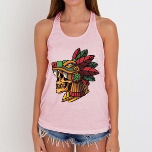 Quetzalcoatl Aztec Skull Mayan Ancient Inca Toltec Gift Women's Knotted Racerback Tank