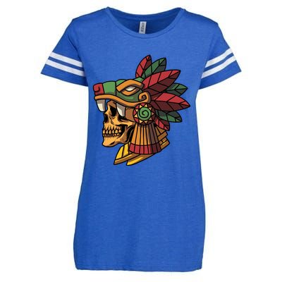 Quetzalcoatl Aztec Skull Mayan Ancient Inca Toltec Gift Enza Ladies Jersey Football T-Shirt