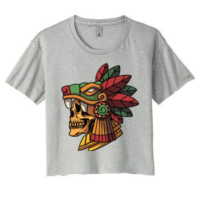 Quetzalcoatl Aztec Skull Mayan Ancient Inca Toltec Gift Women's Crop Top Tee