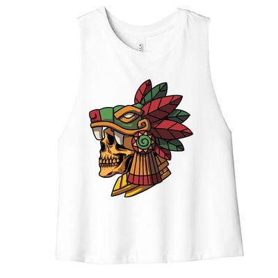 Quetzalcoatl Aztec Skull Mayan Ancient Inca Toltec Gift Women's Racerback Cropped Tank