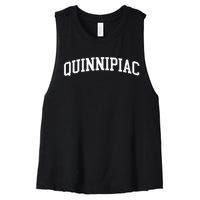 Quinnipiac Arch Vintage Retro College Women's Racerback Cropped Tank