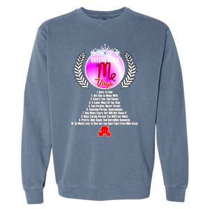 Queen Born As Virgo Funny Virgo Queen Zodiac Birthday Gift Garment-Dyed Sweatshirt