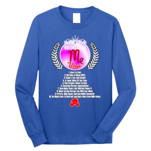 Queen Born As Virgo Funny Virgo Queen Zodiac Birthday Gift Long Sleeve Shirt