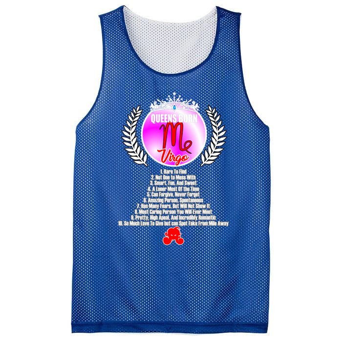 Queen Born As Virgo Funny Virgo Queen Zodiac Birthday Gift Mesh Reversible Basketball Jersey Tank