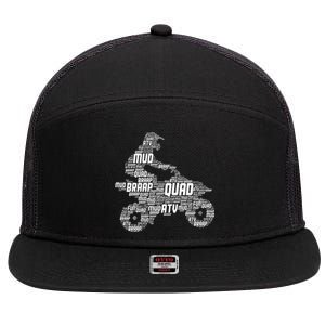 Quad Biker Atv 4 Wheeler Funny Quad 7 Panel Mesh Trucker Snapback Hat