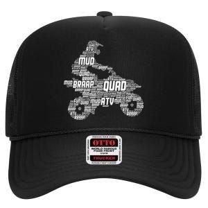 Quad Biker Atv 4 Wheeler Funny Quad High Crown Mesh Back Trucker Hat