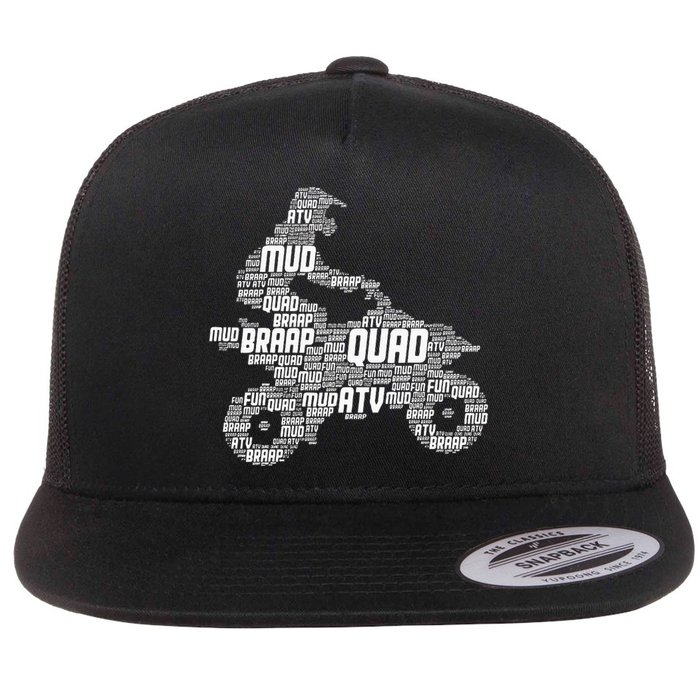 Quad Biker Atv 4 Wheeler Funny Quad Flat Bill Trucker Hat