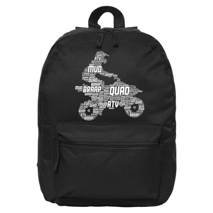 Quad Biker Atv 4 Wheeler Funny Quad 16 in Basic Backpack