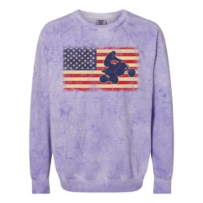 Quad Biker America Flag Gift Atv Four Wheeler Quad Bike Gift Colorblast Crewneck Sweatshirt