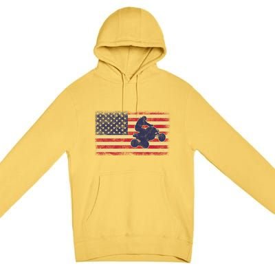 Quad Biker America Flag Gift Atv Four Wheeler Quad Bike Gift Premium Pullover Hoodie