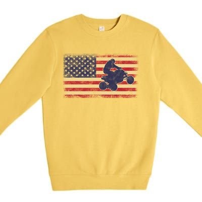 Quad Biker America Flag Gift Atv Four Wheeler Quad Bike Gift Premium Crewneck Sweatshirt