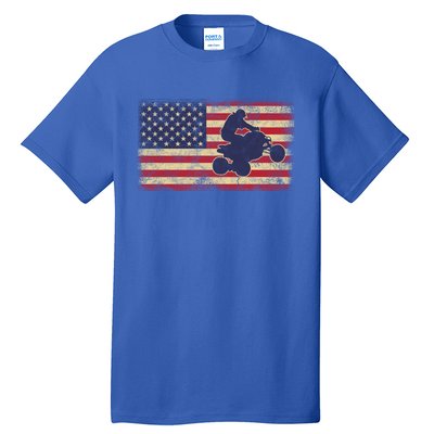 Quad Biker America Flag Gift Atv Four Wheeler Quad Bike Gift Tall T-Shirt