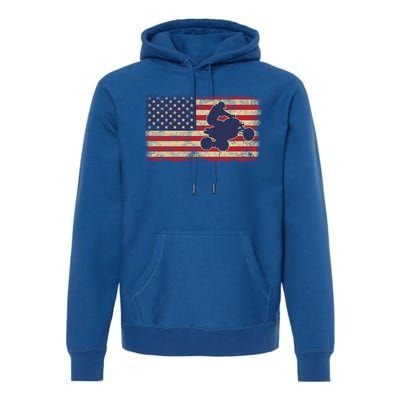 Quad Biker America Flag Gift Atv Four Wheeler Quad Bike Gift Premium Hoodie