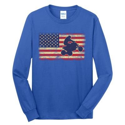 Quad Biker America Flag Gift Atv Four Wheeler Quad Bike Gift Tall Long Sleeve T-Shirt