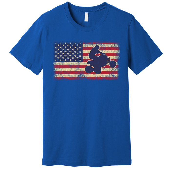 Quad Biker America Flag Gift Atv Four Wheeler Quad Bike Gift Premium T-Shirt