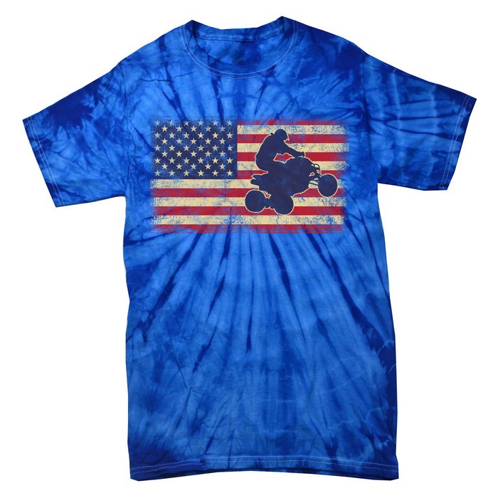 Quad Biker America Flag Gift Atv Four Wheeler Quad Bike Gift Tie-Dye T-Shirt