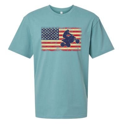 Quad Biker America Flag Gift Atv Four Wheeler Quad Bike Gift Sueded Cloud Jersey T-Shirt