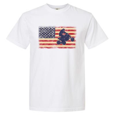 Quad Biker America Flag Gift Atv Four Wheeler Quad Bike Gift Garment-Dyed Heavyweight T-Shirt