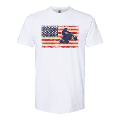 Quad Biker America Flag Gift Atv Four Wheeler Quad Bike Gift Softstyle CVC T-Shirt