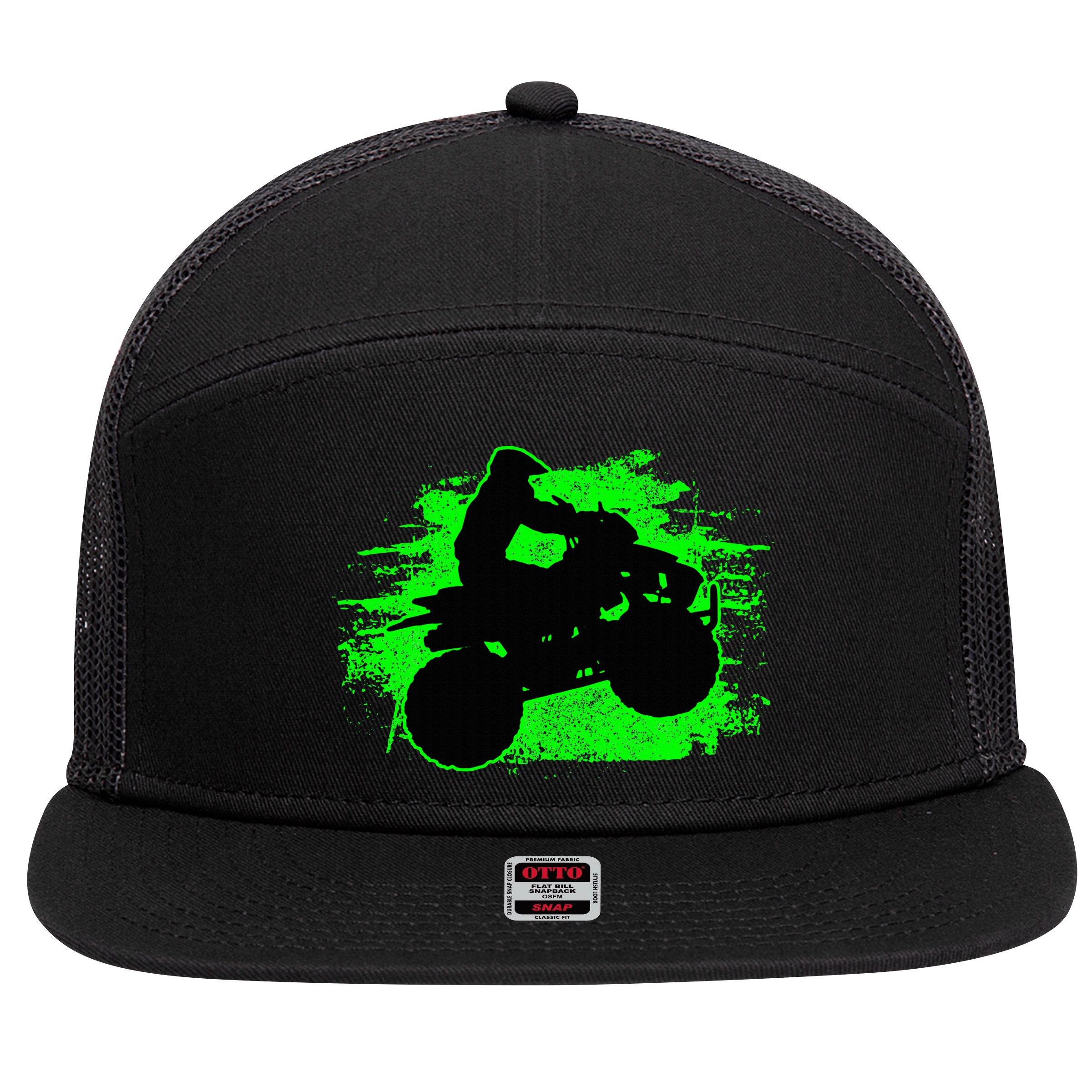 Quad Bike Atv Gift 7 Panel Mesh Trucker Snapback Hat