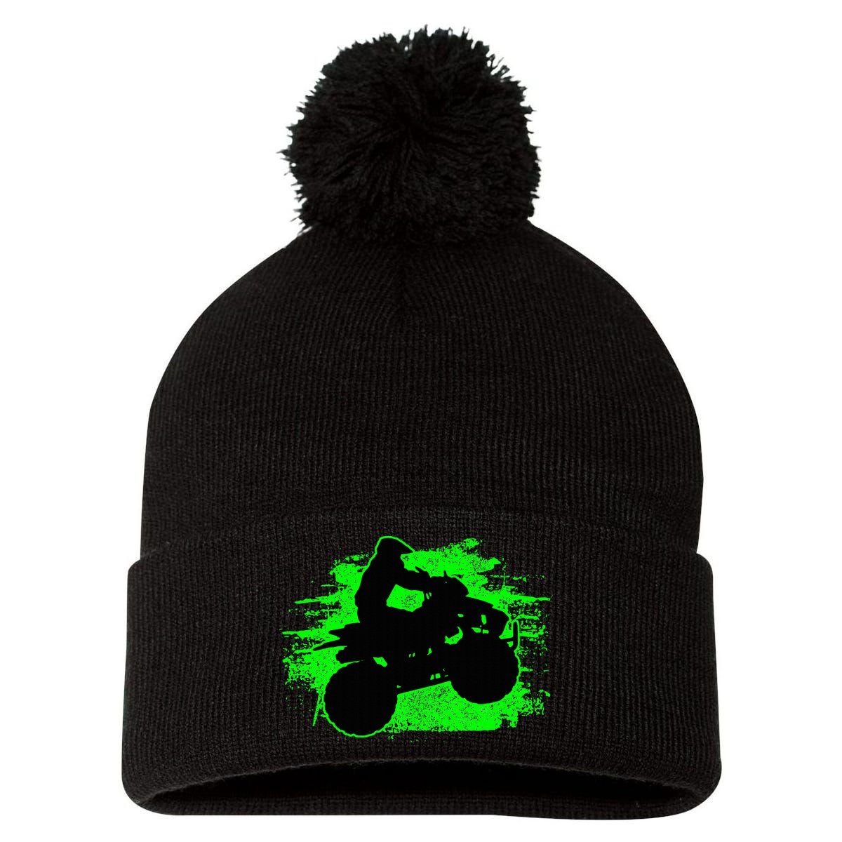 Quad Bike Atv Gift Pom Pom 12in Knit Beanie