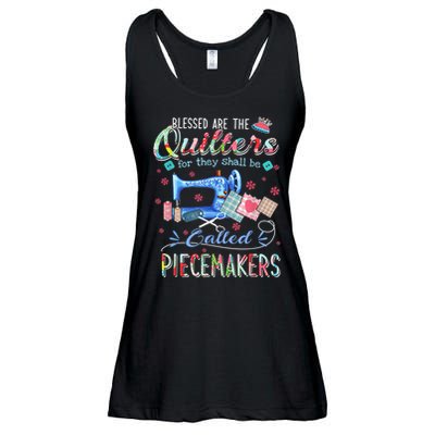 Quilting Blessed Are The Quilters Called Piecemakers Ladies Essential Flowy Tank