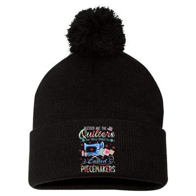 Quilting Blessed Are The Quilters Called Piecemakers Pom Pom 12in Knit Beanie