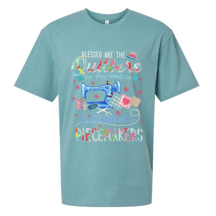 Quilting Blessed Are The Quilters Called Piecemakers Sueded Cloud Jersey T-Shirt