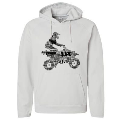 Quad Biker ATV 4 Wheeler Funny Quad Performance Fleece Hoodie