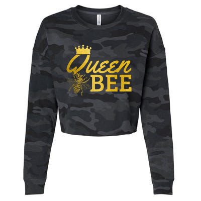 Queen Bee Beekeeper Beekeeping Vintage Funny Cute Girls Bee Cropped Pullover Crew