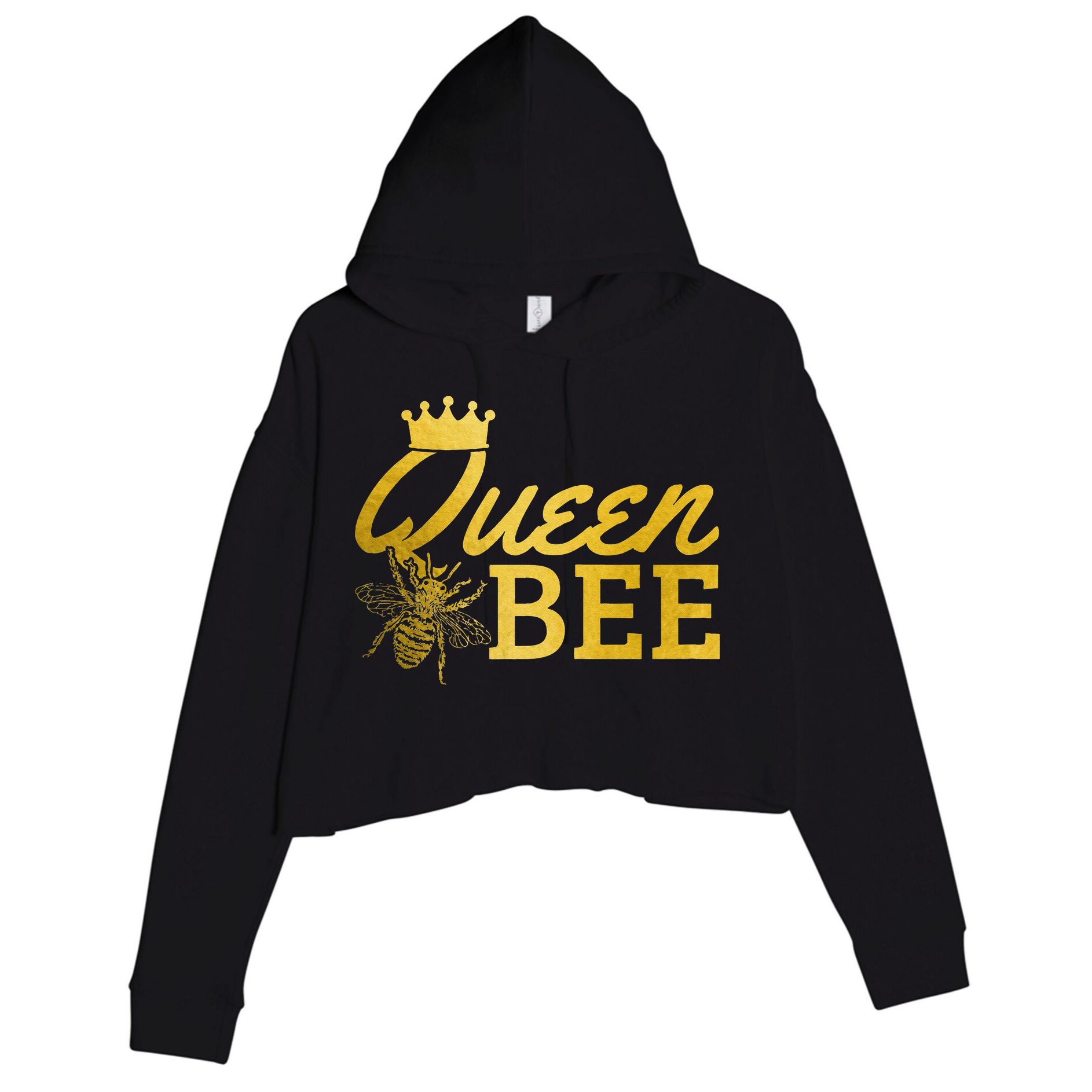 Queen Bee Beekeeper Beekeeping Vintage Funny Cute Girls Bee Crop Fleece Hoodie