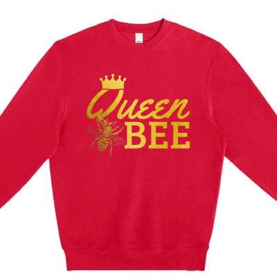 Queen Bee Beekeeper Beekeeping Vintage Funny Cute Girls Bee Premium Crewneck Sweatshirt