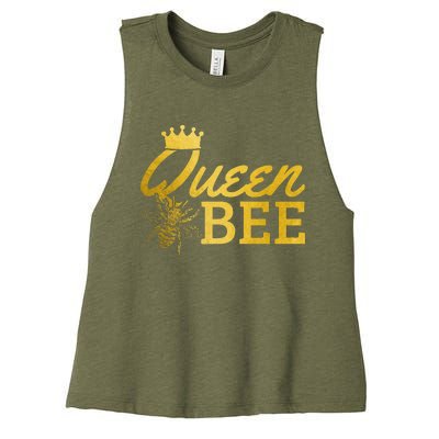 Queen Bee Beekeeper Beekeeping Vintage Funny Cute Girls Bee Women's Racerback Cropped Tank