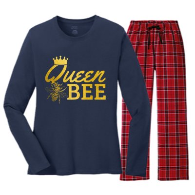 Queen Bee Beekeeper Beekeeping Vintage Funny Cute Girls Bee Women's Long Sleeve Flannel Pajama Set 