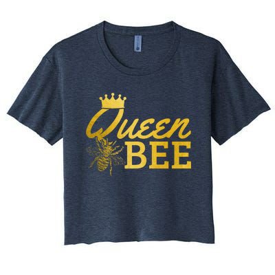 Queen Bee Beekeeper Beekeeping Vintage Funny Cute Girls Bee Women's Crop Top Tee