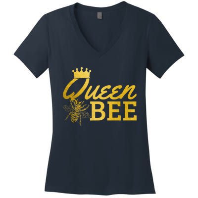 Queen Bee Beekeeper Beekeeping Vintage Funny Cute Girls Bee Women's V-Neck T-Shirt